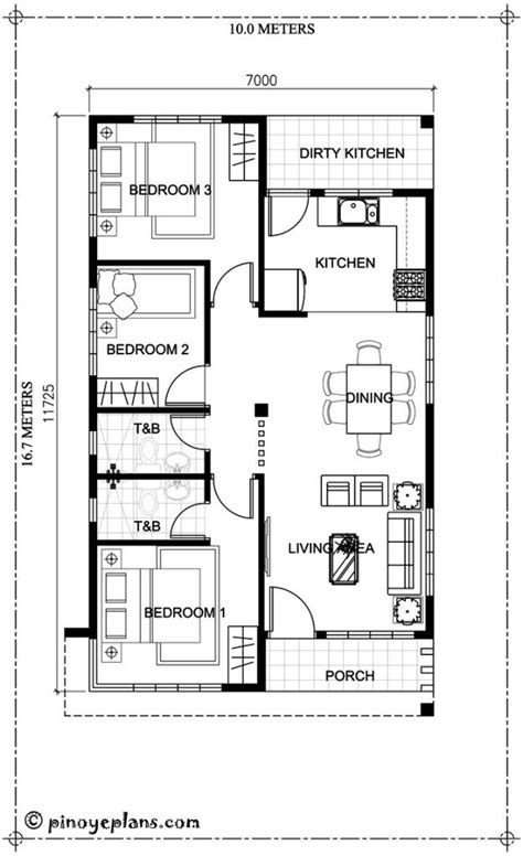 Home Design 10x16m With 3 Bedrooms Home Ideas Bungalow Floor Plans
