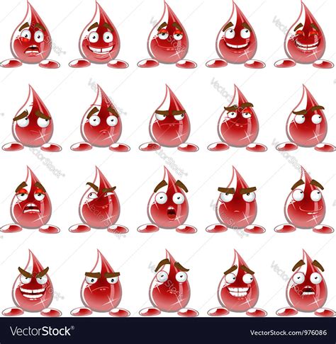 Set Of Emoticons Red Drops Of Blood Royalty Free Vector