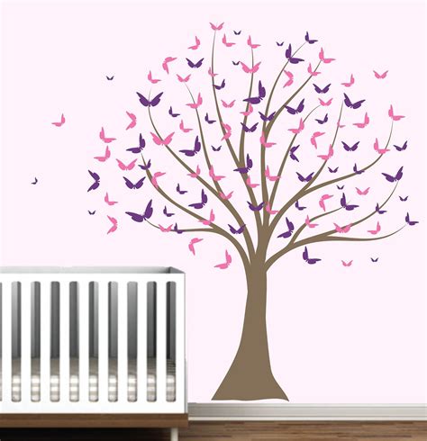 Nursery Butterfly Tree Wall Decal Baby Girl By Allonthewallvinyl