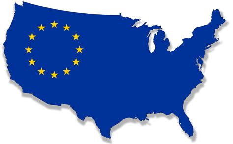 Clipart Us Europe Flag Map
