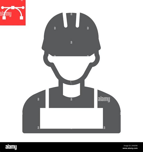 Construction Worker Glyph Icon Engineer And Repairman Miner Vector