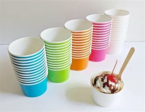 25 Ice Cream Cups Small Fruit Bowl 4 Oz Paper Ice Cream Party Cups