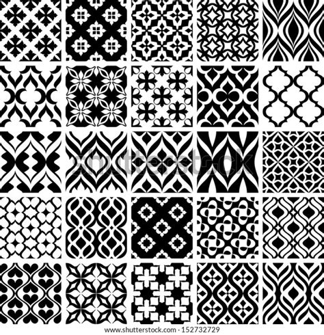 Collection Black White Patterns Vector Illustration Stock Vector