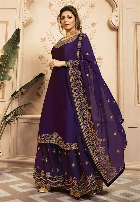 Buy Drashti Dhami Purple Georgette Palazzo Style Suit 189657 Online At Lowest Price From Huge