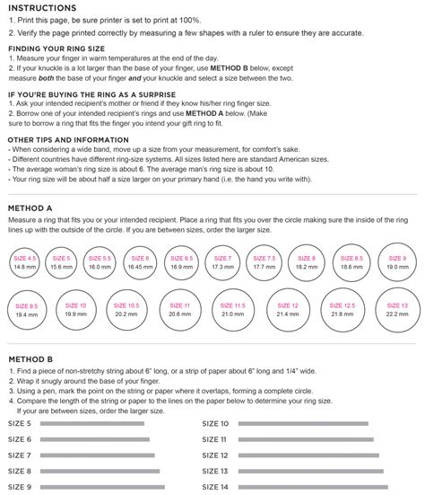 Ring Size Chart Vdm Jewellery