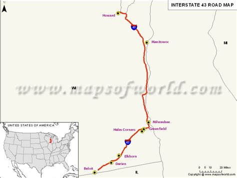Us Interstate 43 I 43 Map Barstow California To Wilmington North