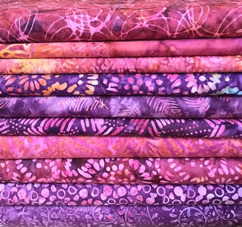 Batik Fat Quarter Bundle Pack Of 10 Fqs100 Cotton Purple Pink And Orange Etsy Uk