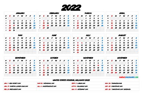2022 Yearly Calendar Template Word 6 Templates
