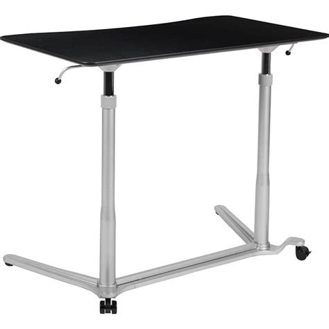 Offex Mobile Height Adjustable Sit Down Stand Up Black Computer