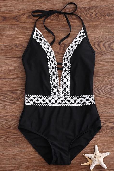 Floralkini Lace Embroidered Plunge One Piece Swimsuit Mai S Mulheres