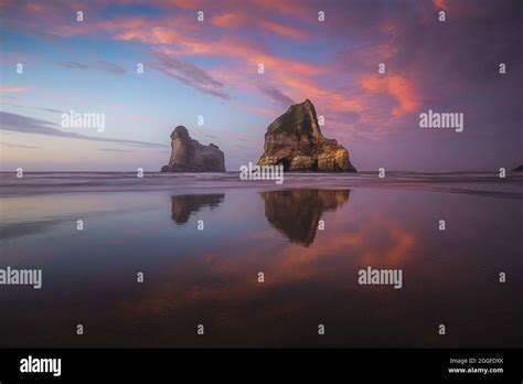Sunrise At Wharariki Beach New Zealand Stock Photo Alamy
