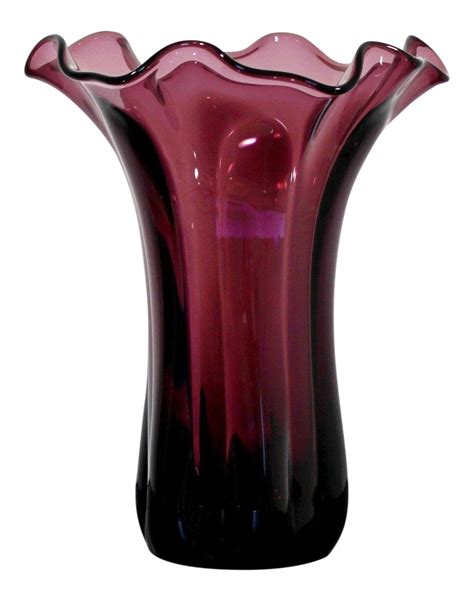 Mid Century Modern Purple Glass Vase Flower Organic Shape Chairish