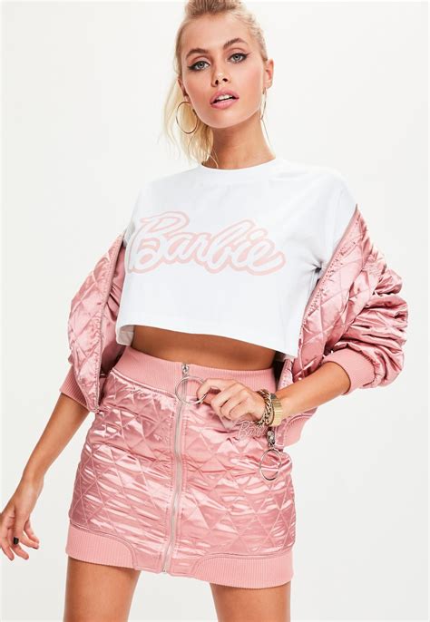Missguided Barbie X Missguided Pink Ribbed Waistband Quilted Mini