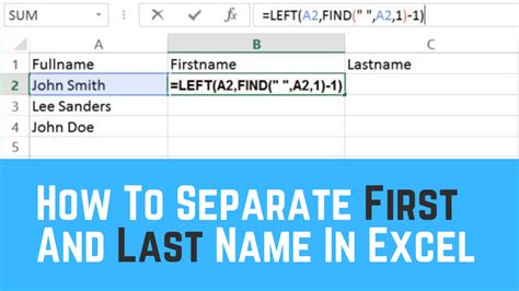 How To Separate First And Last Name In Excel Earn Excel