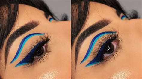 Blue Graphic Eyeliner Tutorial Alexandra Leyva Graphic Eyeliner No Eyeliner Makeup Eye