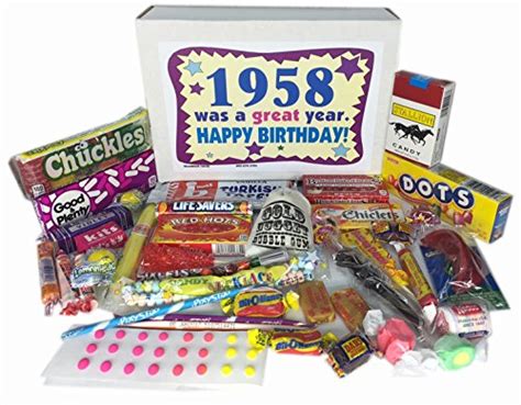 Woodstock Candy 1958 60th Birthday T Box Retro Nostalgic Candy Mix For 60 Year Old Man Or