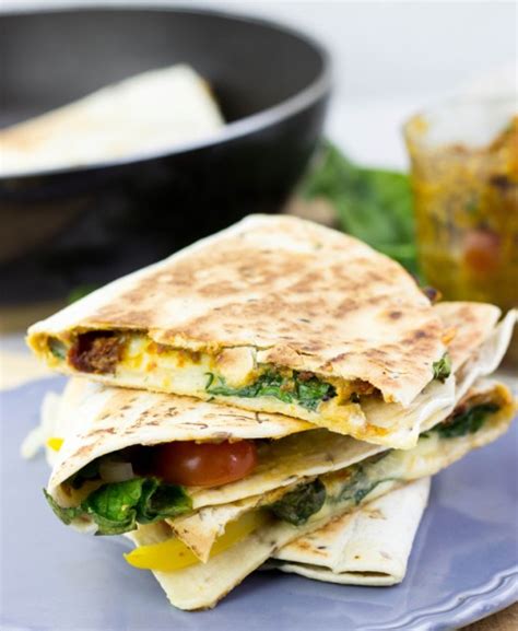 Place buttered side down on a lightly greased baking sheet. Easy Veggie Quesadillas with a Melted Mozzarella and ...