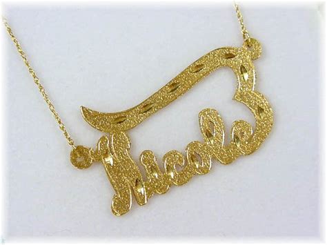 14k Gold Name Necklace Nicole Diamond Cut Chain Link 20 Etsy