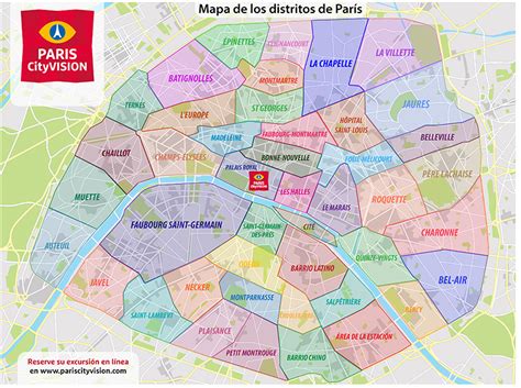 Mapa Y Plano Descargable De Los Distritos De París Pariscityvision