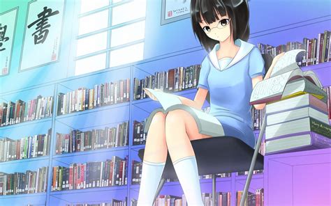 Anime Girl Reading Book