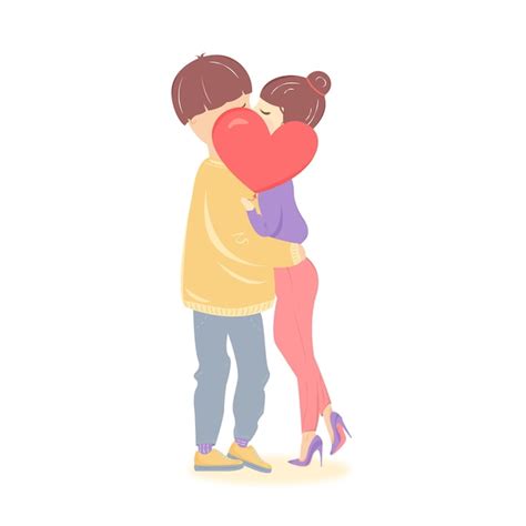 premium vector romantic couple kissing vector cartoon flat illustration of lovers