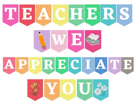 Teacher Appreciation Day Banner Printable Teachers We Appreciate You