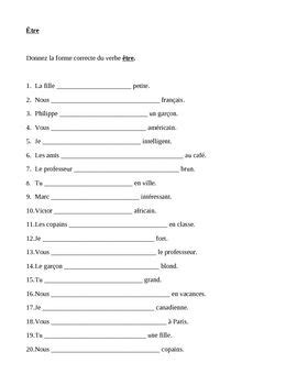 Etre French Verb Conjugation