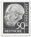 Bundespräsident Theodor Heuss 50, Briefmarke 1954