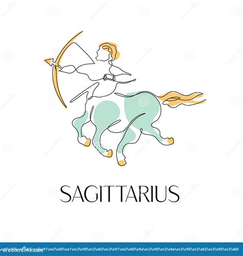 Zodiac Sign Sagittarius One Line Vector Illustration In The Style Of