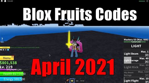 Roblox Blox Fruits Codes April 2021 Youtube