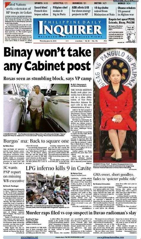 The Inquirer Front Page June 2010