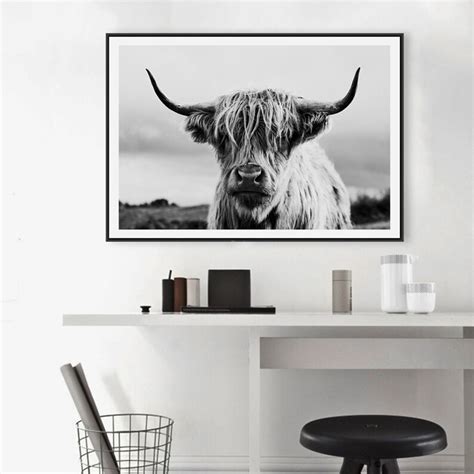 Highland Cow Print Farm Animal Wall Art Scottish Cattle Cow Etsy