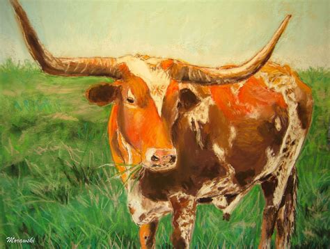Texas Longhorn Tasting The Good Life 11x14 Painting Cow Painting