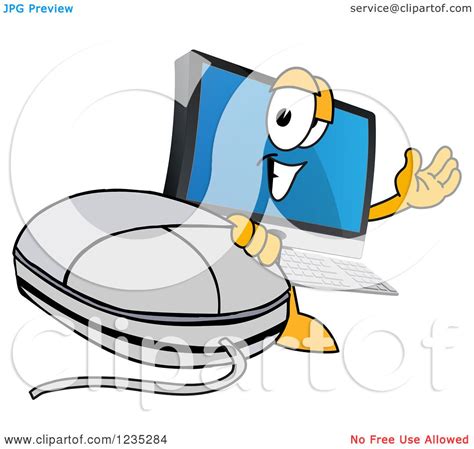 Looking for a good deal on computer wave? Clipart of a PC Computer Mascot Waving by a Mouse ...