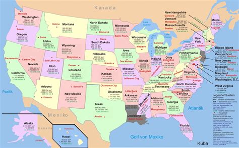 Amerika Staaten Und Hauptstädte Karte Goudenelftal