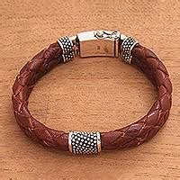 Unicef Market Men S Brown Leather Braided Double Wristband Bracelet