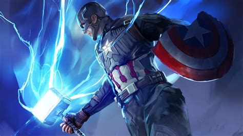 Captain America Hammer Lightning Mjolnir Avengers Endgame 4k 32