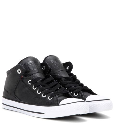 Converse Chuck Taylor All Star High Street Leather Sneakers In Black Lyst Uk