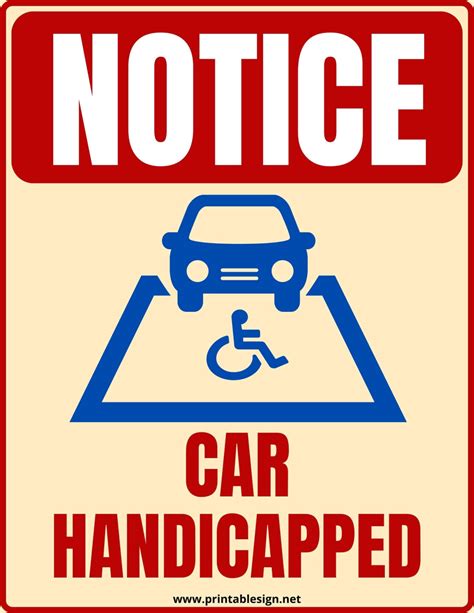 Car Handicap Sign Free Download