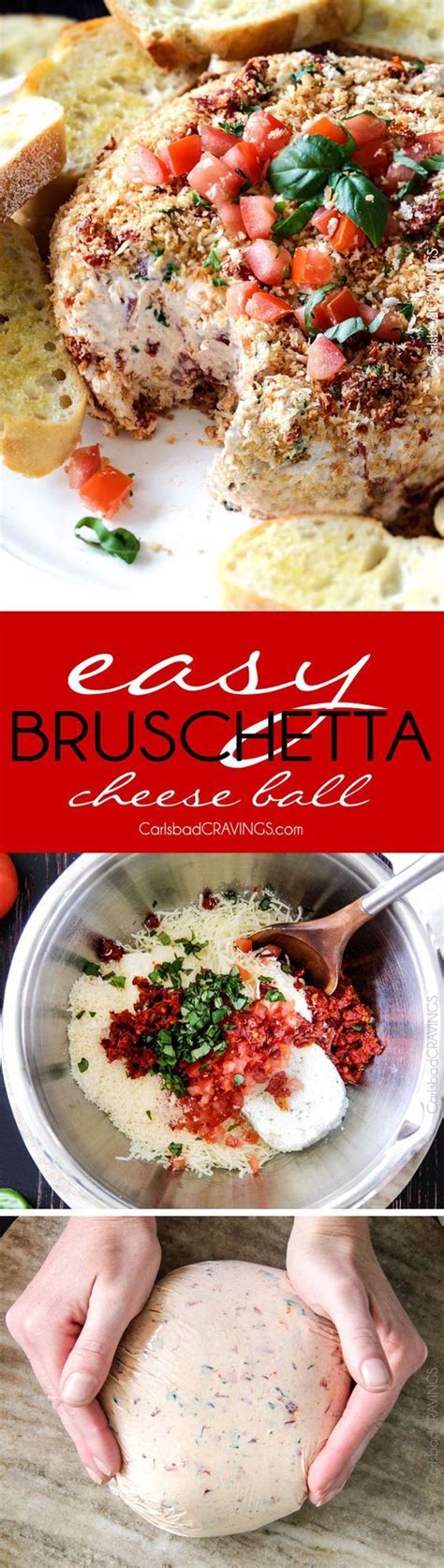 Place mixture in the center of a large piece of plastic wrap and cover tightly, shaping the mixture into a ball. Super easy Bruschetta Cheese Ball takes just minutes to ...