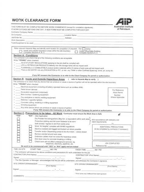 Free 7 Work Clearance Forms In Pdf Ms Word