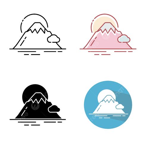 Composición Minimalista Del Icono Del Monte Fuji Png Icono Plano