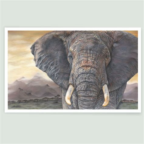 Tembo African Elephant Wildlife Art Print By Pencil Artist Angie