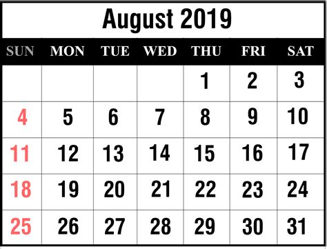 How To Schedule Your Month With August 2019 Printable Calendar Howtowiki