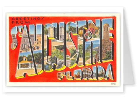 St Augustine Florida Greetings Large Letter Vintage And Antique
