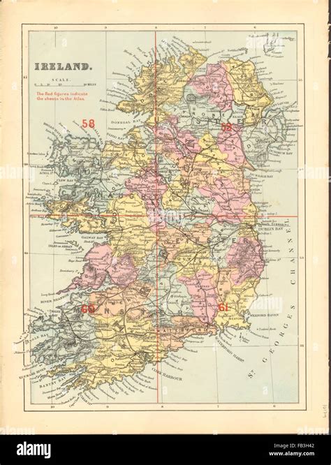 Ireland Antique Index Map By Gw Bacon 1883 Stock Photo Alamy