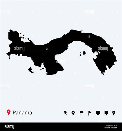Alta Vector Detallado Mapa De Panamá Con Pasadores De Navegación Imagen Vector De Stock Alamy
