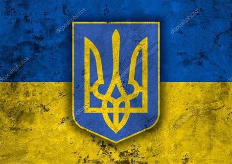 Symbols and signs of government authorities, the armed forces of ukraine and other military formations; Die Flagge der Ukraine mit dem Wappen — Stockfoto ...