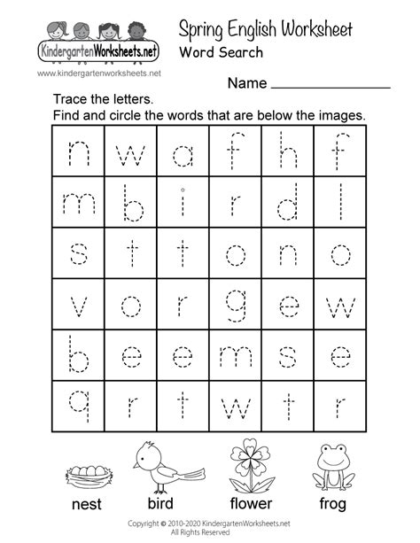 Try these samples and feel free to share them. Free Printable Spring English Worksheet for Kindergarten