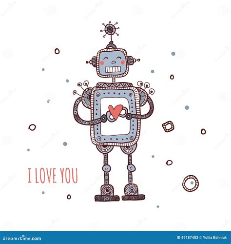 Robot With Heart I Love You Stock Vector Illustration Of Passion